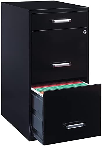 Black 18in. Deep 3 Drawer Metal File Cabinet C9223