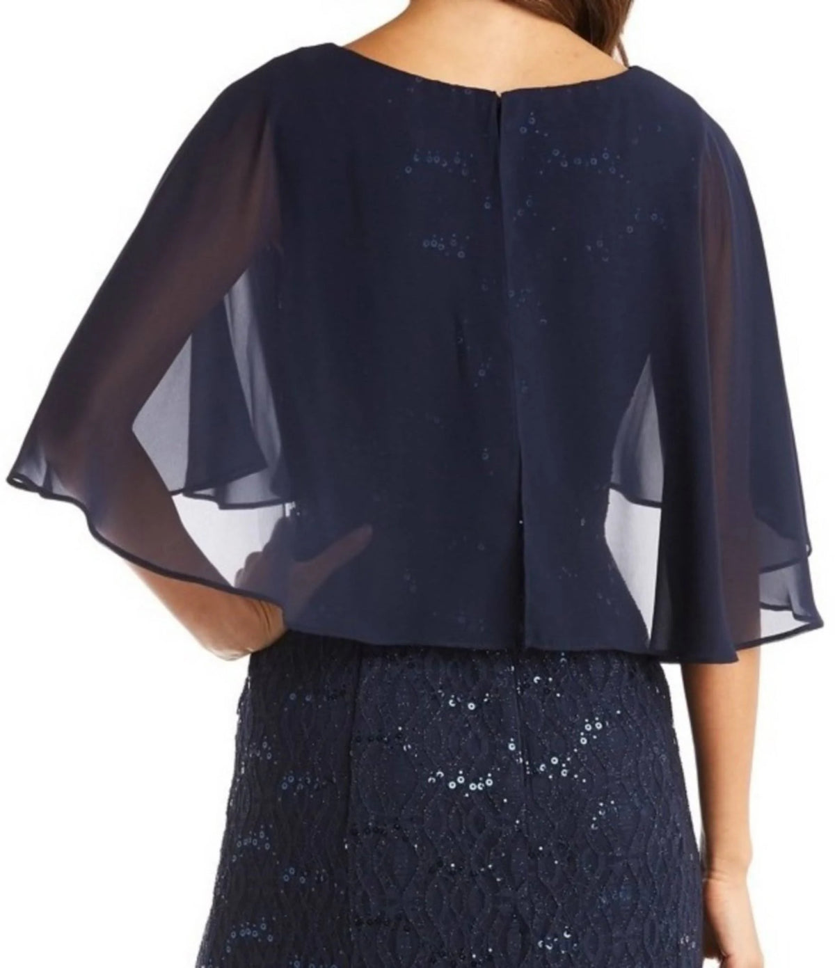 Black Embellished Lace Capelet Gown X417