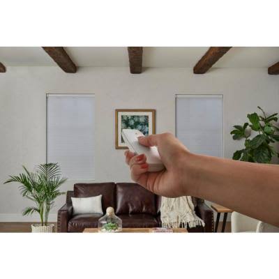 White Cordless Blackout Motorized Cellular Shade with Remote Control T499