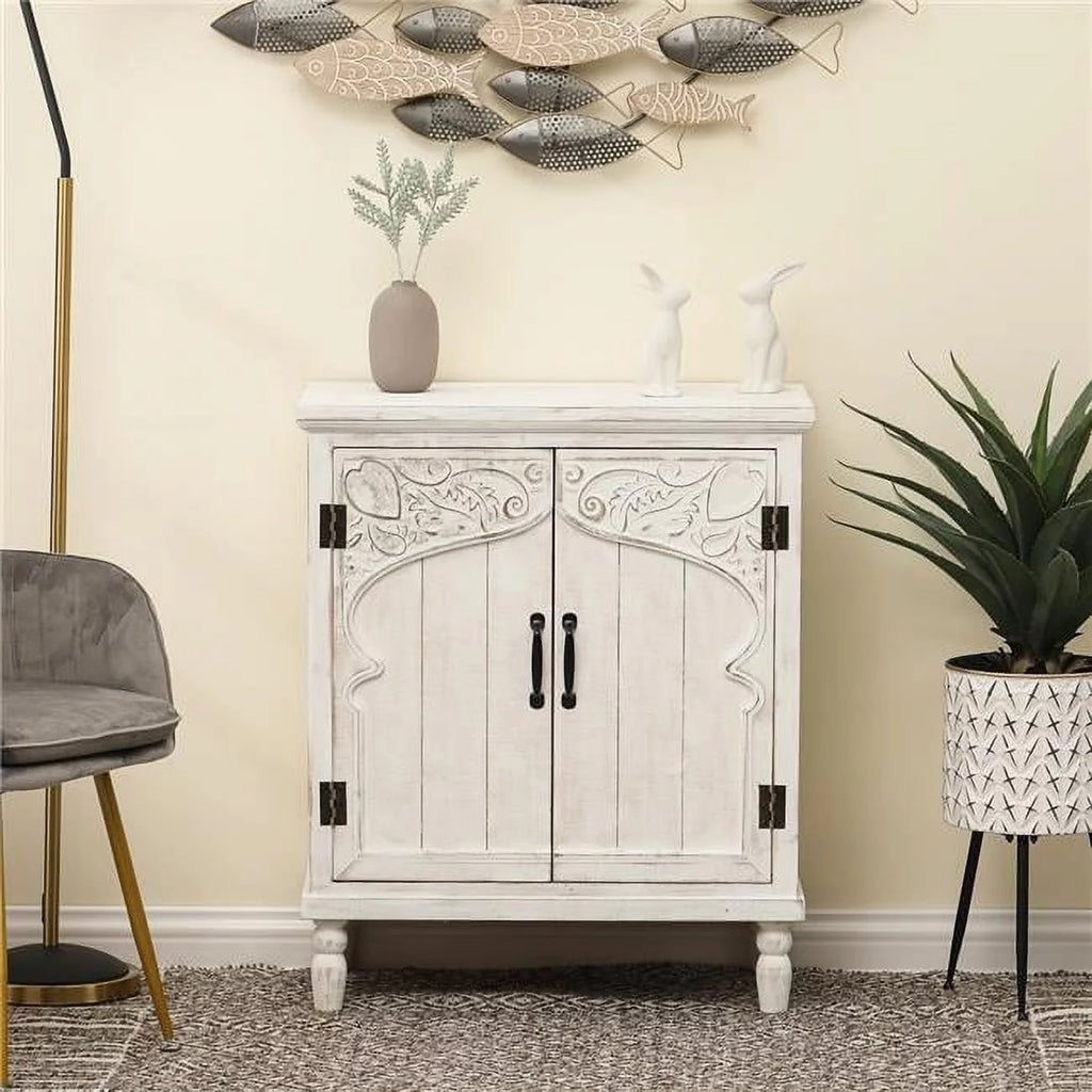 White Wood 2-Door Storage Cabinet M4823