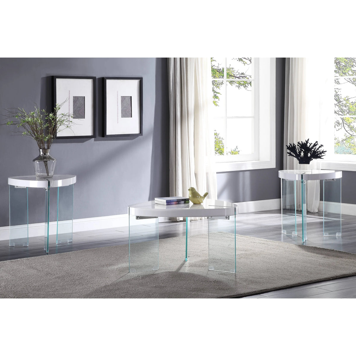 White High Gloss & Clear Glass Coffee Table G32263