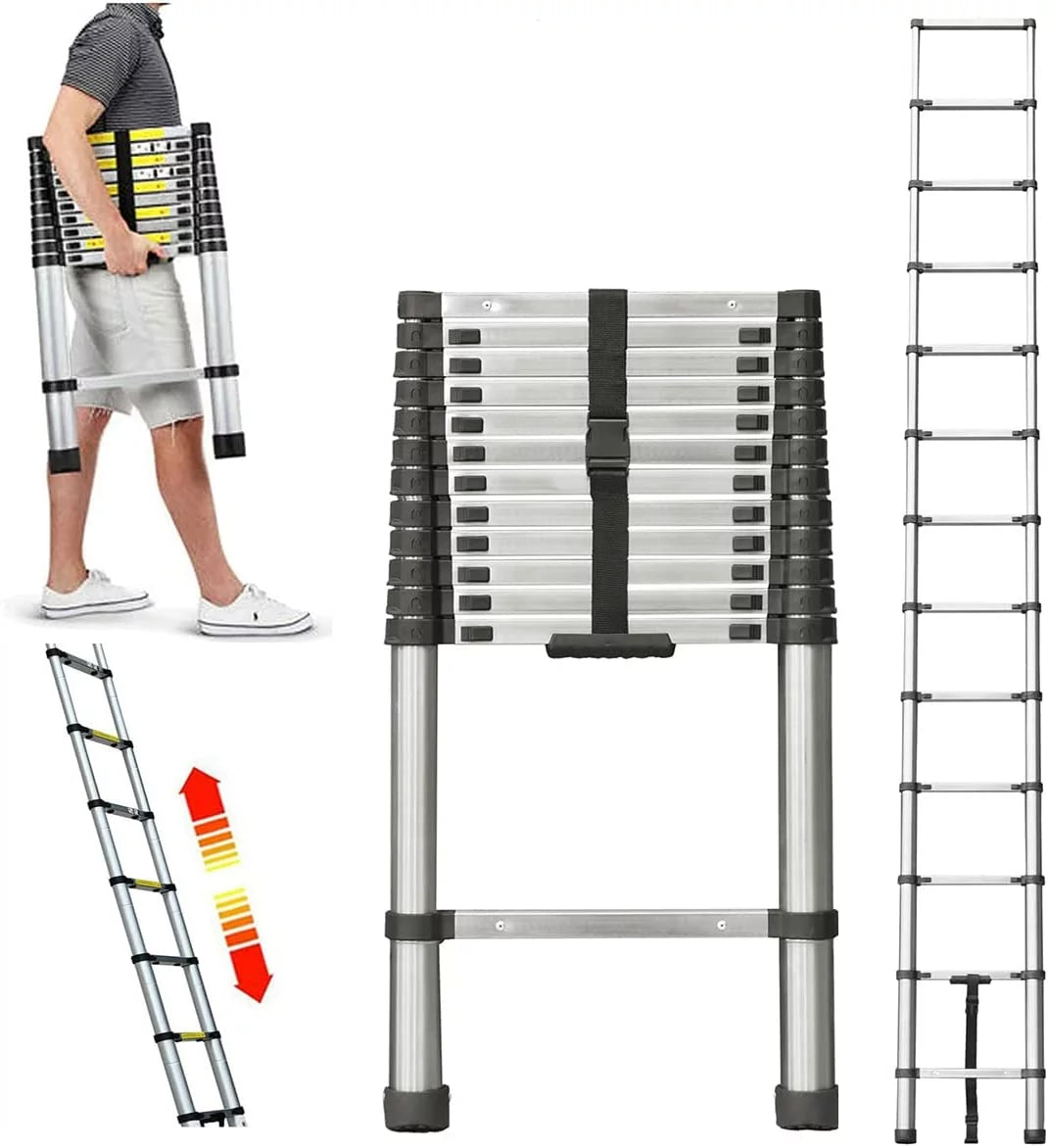 12 FT Stainless Steel Telescoping Ladder L366210
