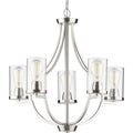 Brushed Nickel Clear Glass Modern Chandelier M40577