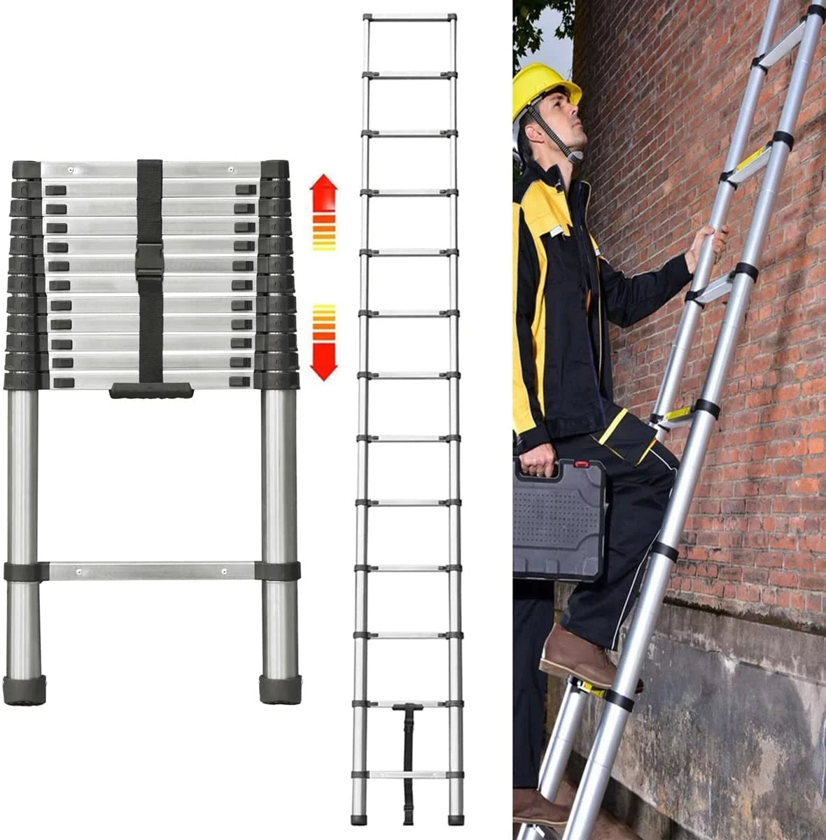 12 FT Stainless Steel Telescoping Ladder L366210
