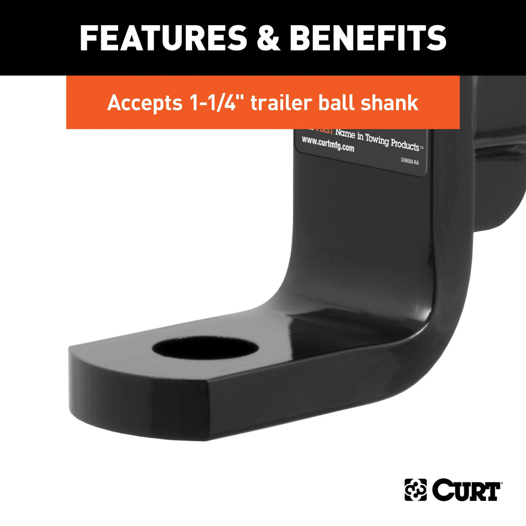 Class 4 Trailer Hitch Ball Mount, 2-Inch Receiver, 12,000 lbs, 2-In Drop, 1-Inch Rise B97810