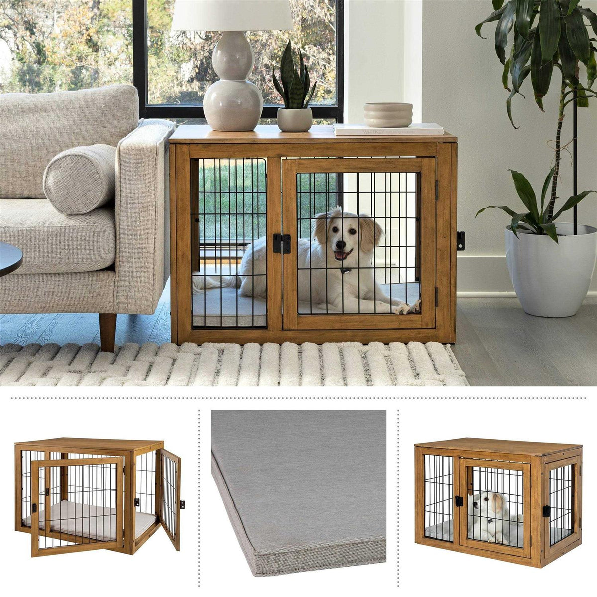 Furniture-Style Dog Crate with Double Doors T25763