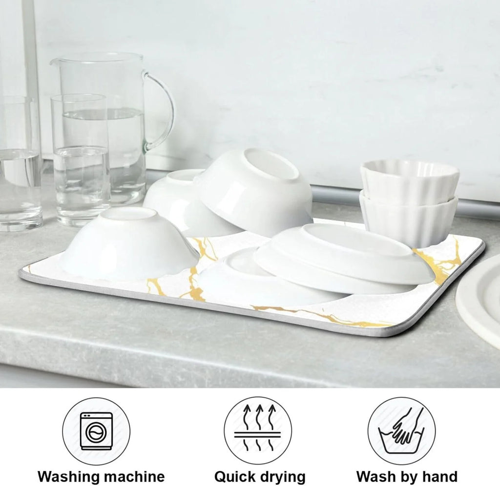 Gold Marble Dish Drying Mat 18x24Inch N69979