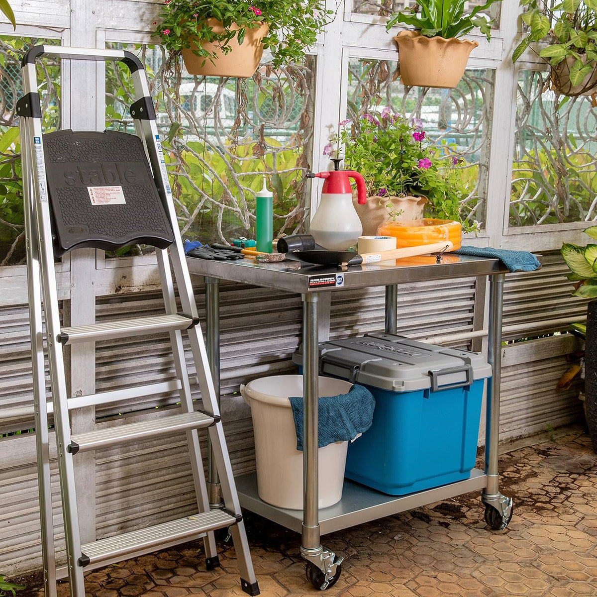 Stainless Steel 30 x 18 Inch Metal Table Cart with Caster Wheel V8559