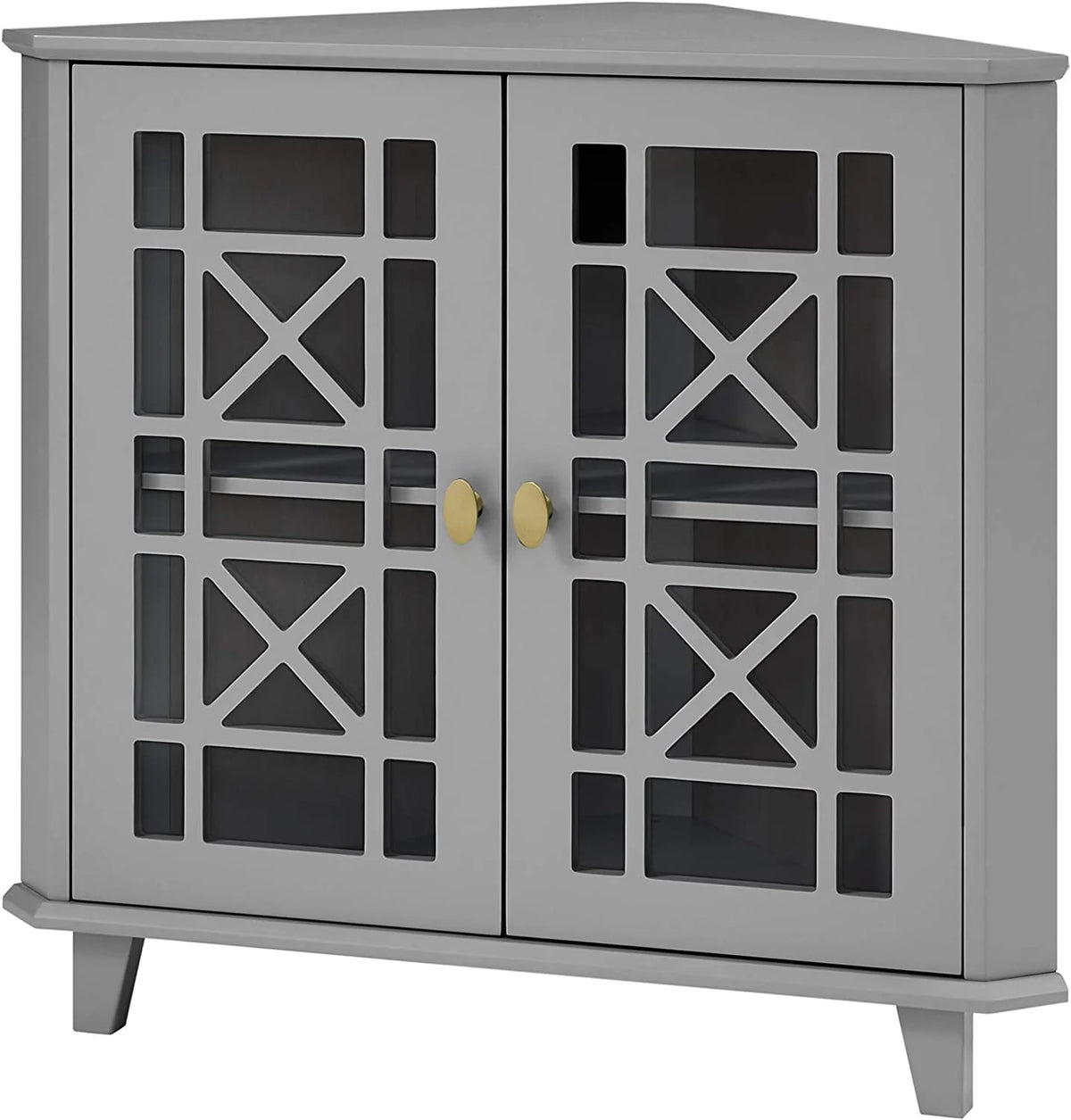 2 Door Corner Accent Table 32 Inch Grey P5276