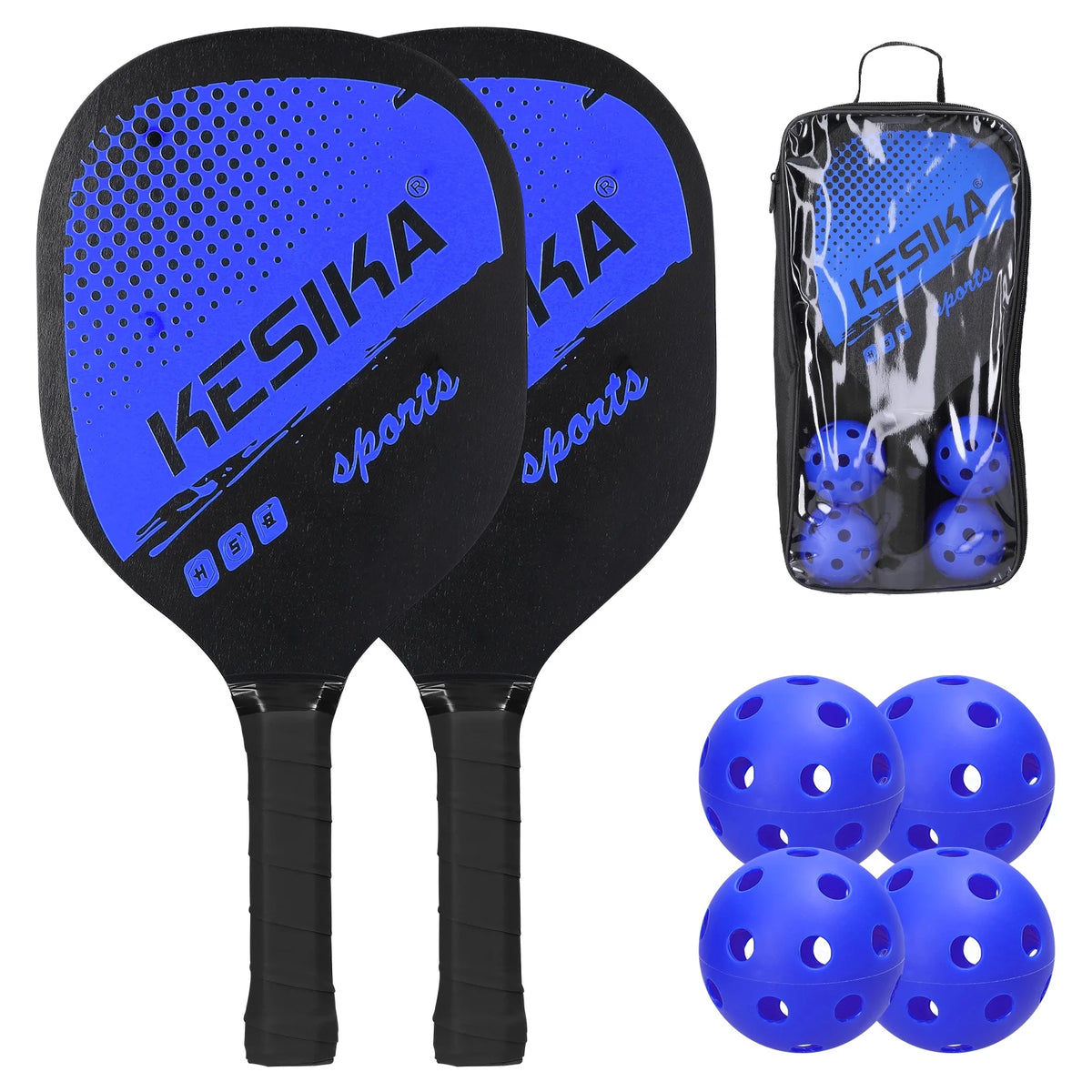 Pickleball Paddle Set 2 Rackets & 4 Balls with Carrying Bag C762