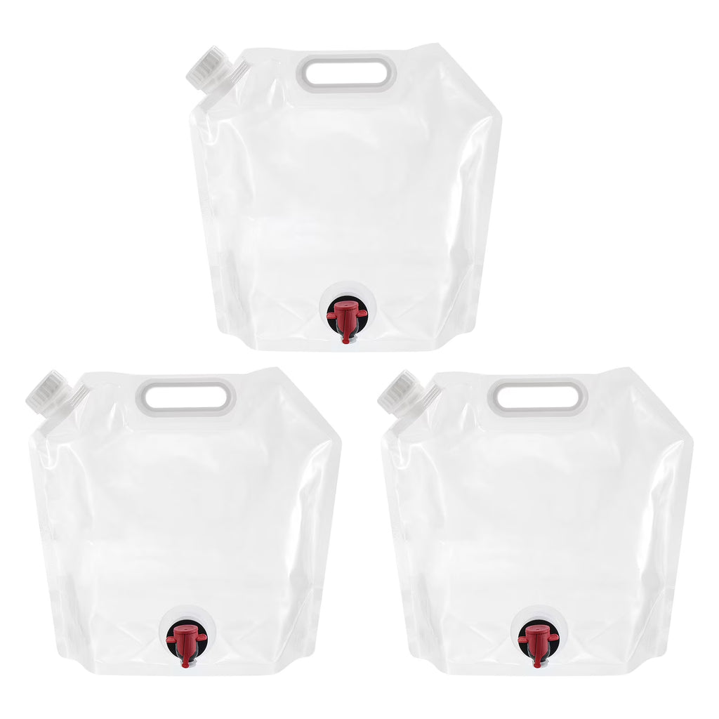 5L Collapsible Water Container Bag with Spigot PE Water Jug 3Pack White M76603