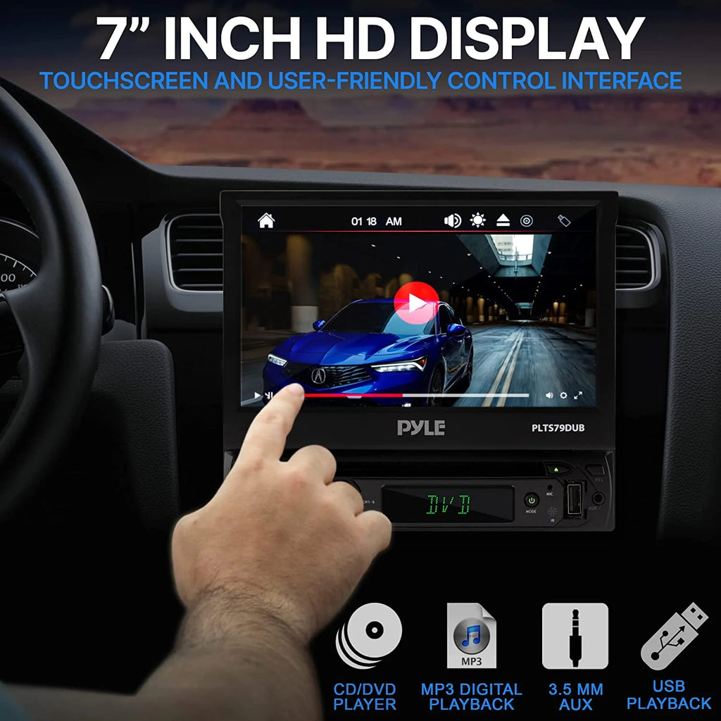 Car Stereo Video Receiver with Fold-Out Touchscreen Display Q7217