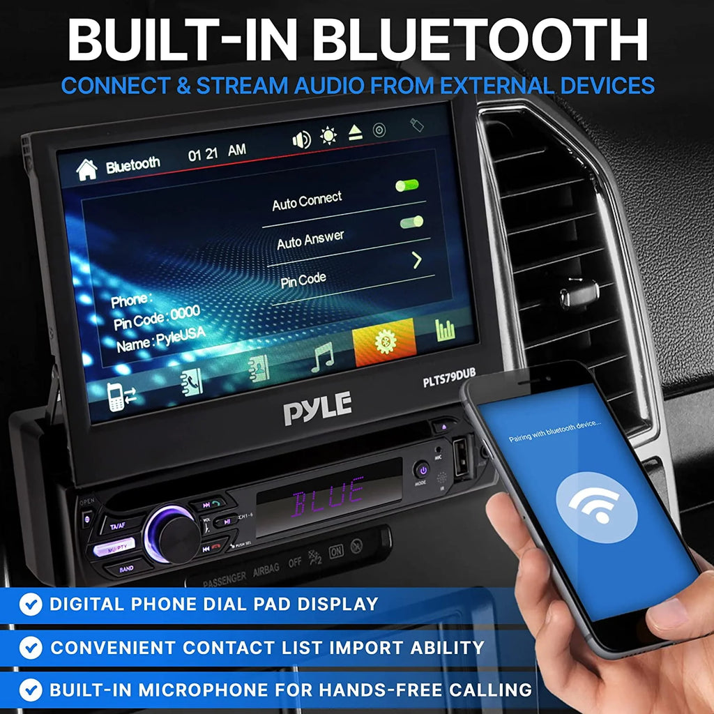 Car Stereo Video Receiver with Fold-Out Touchscreen Display Q7217