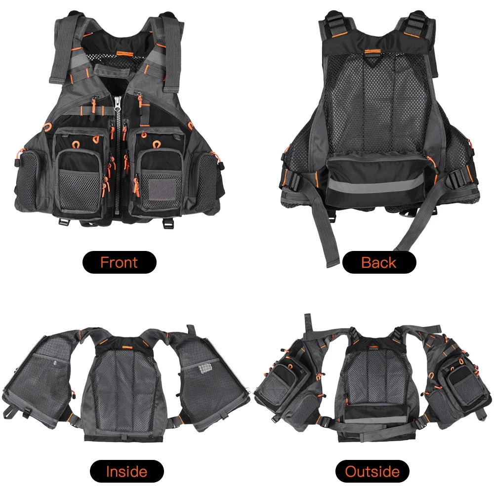 Breathable Utility Vest with 11 Zippered Pockets and Reflectors B553861