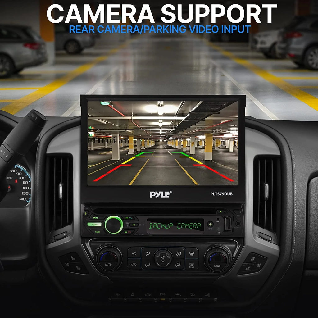 Car Stereo Video Receiver with Fold-Out Touchscreen Display Q7217