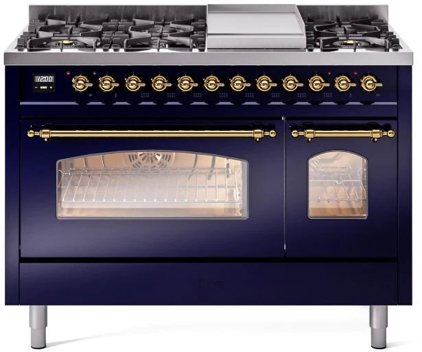 Blue Dual Fuel Natural Gas Range with Brass Trim L120983