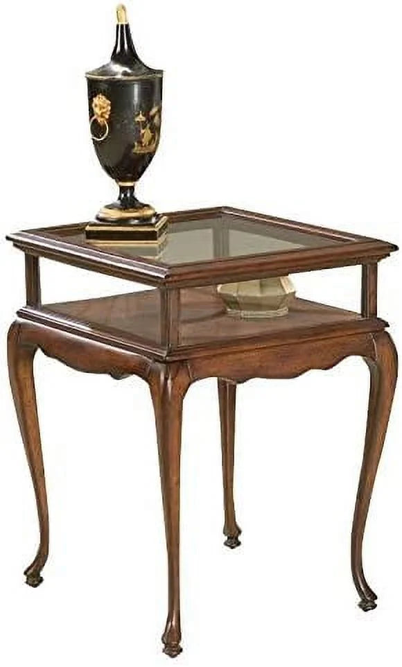 Cherry Glass Top Console Table Z265035