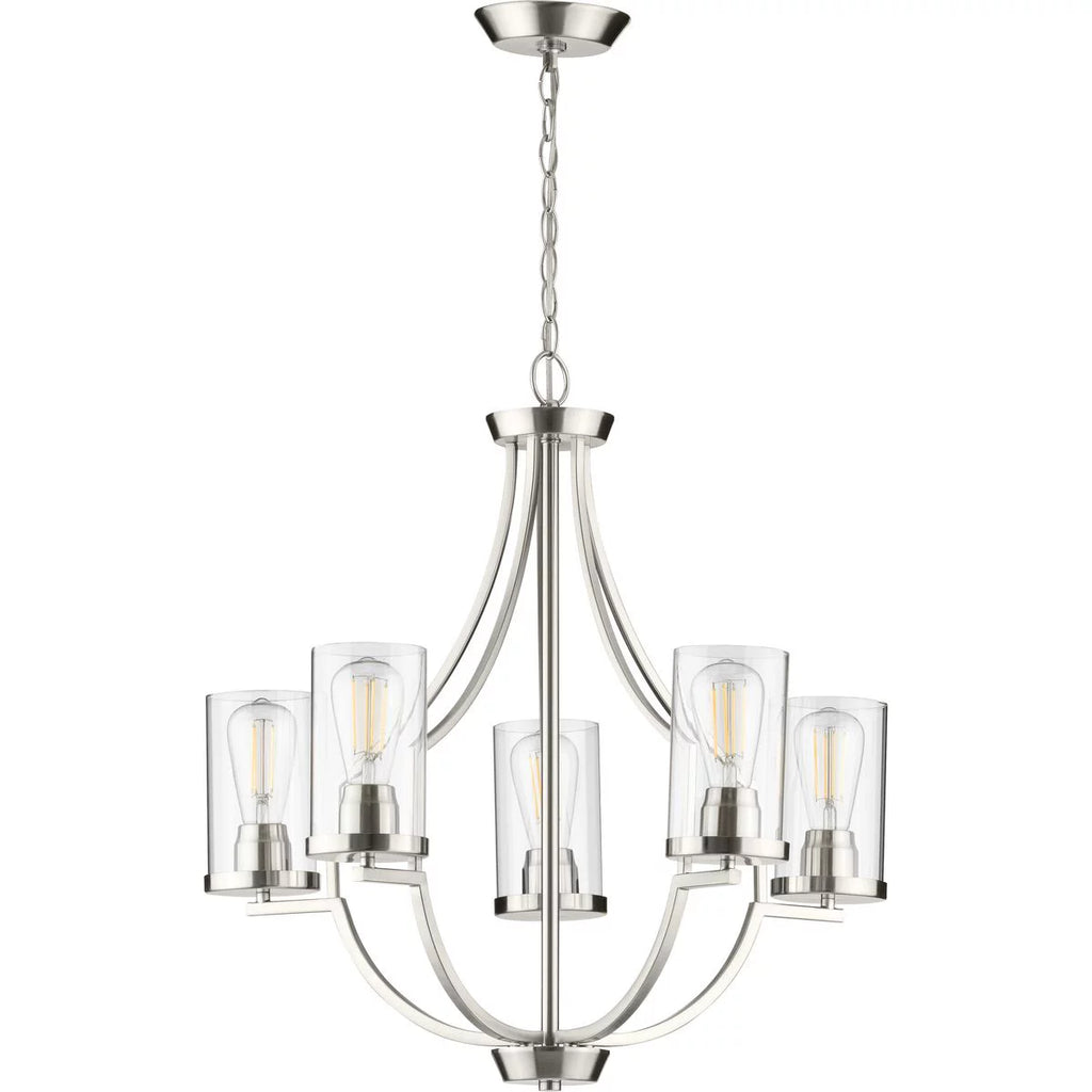 Brushed Nickel Clear Glass Modern Chandelier M40577