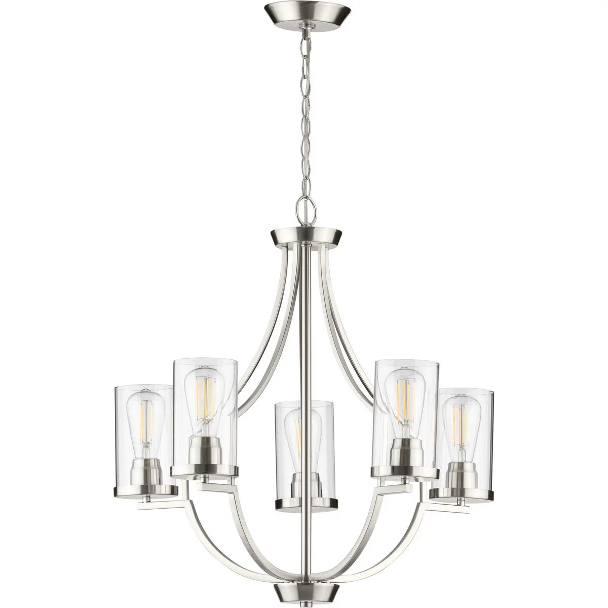 Brushed Nickel Clear Glass Modern Chandelier M40577