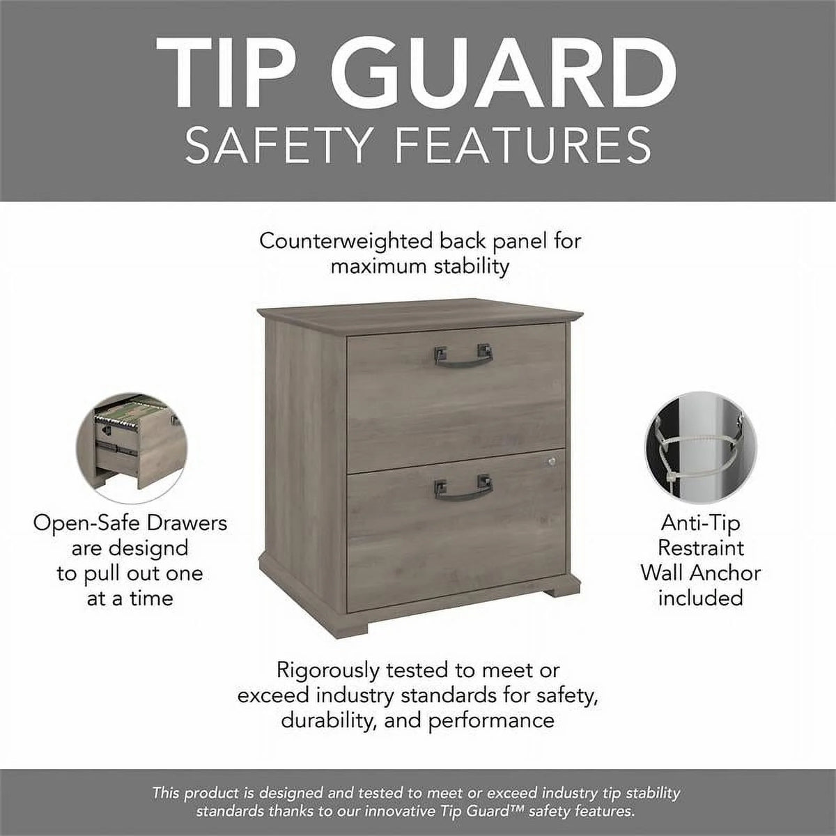 Driftwood Gray Engineered Wood Lateral File Cabinet Q26264