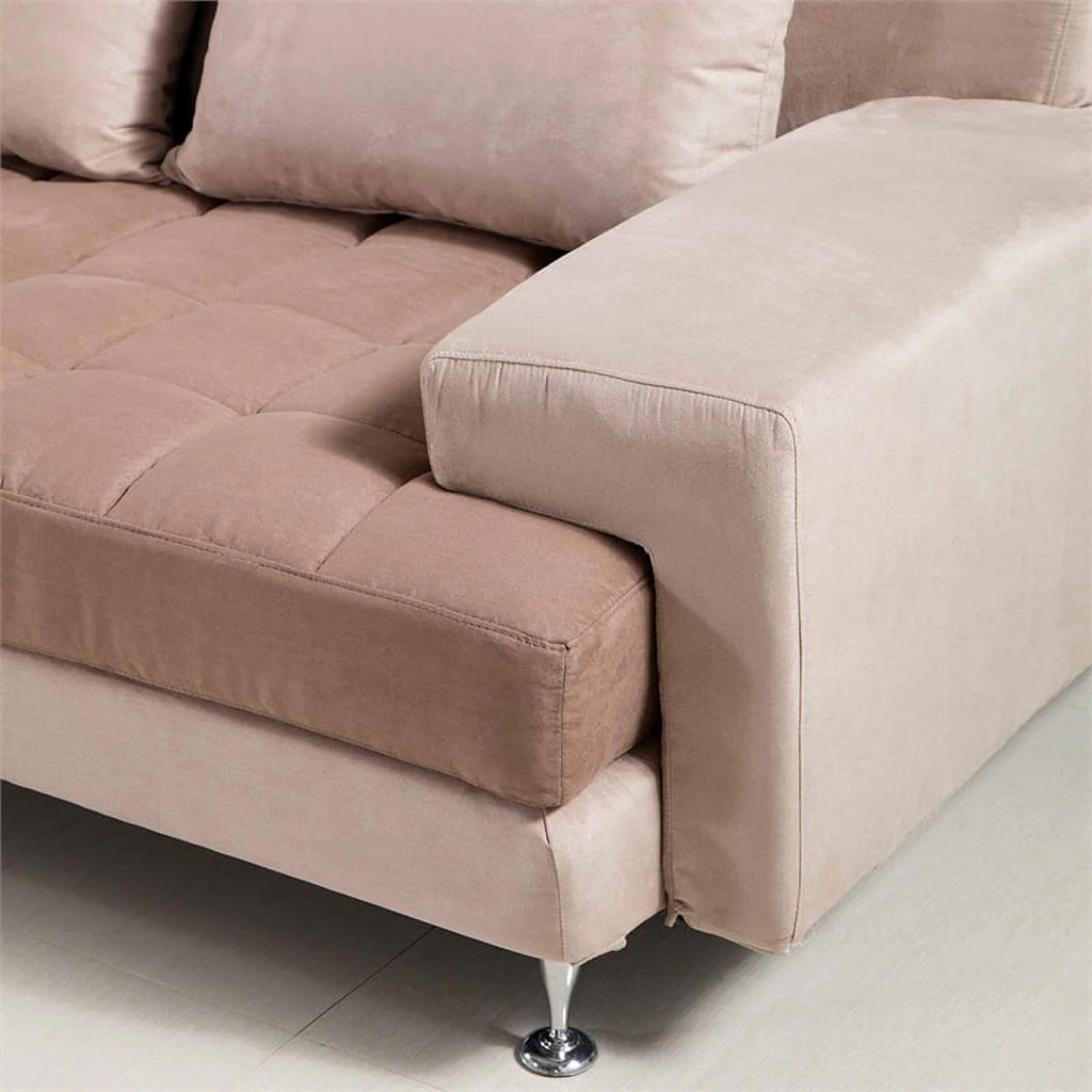Light Brown Microfiber Sectional Chaise M8900