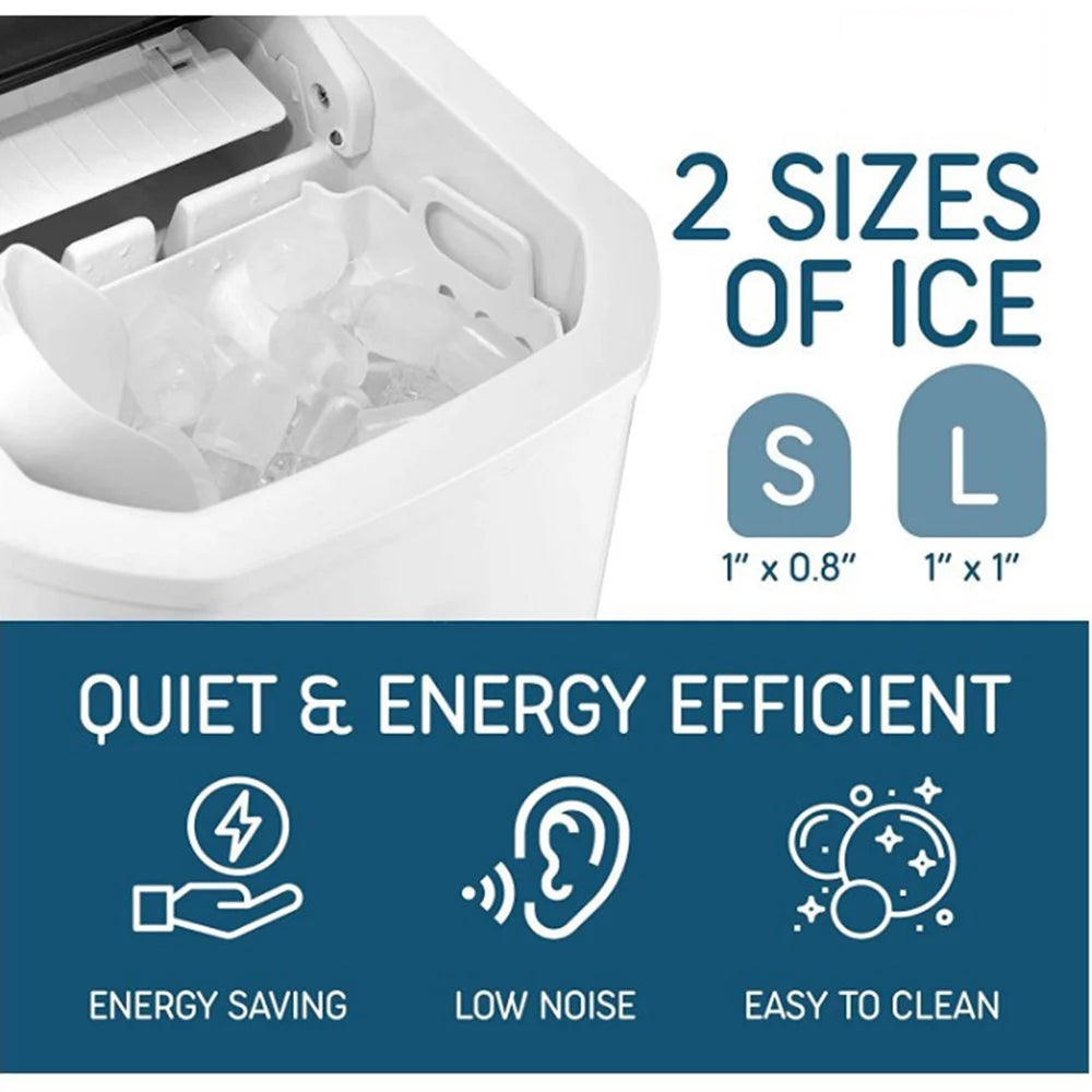 Countertop Ice Maker with Ice Scoop and Basket, 2 Ice Sizes E28577
