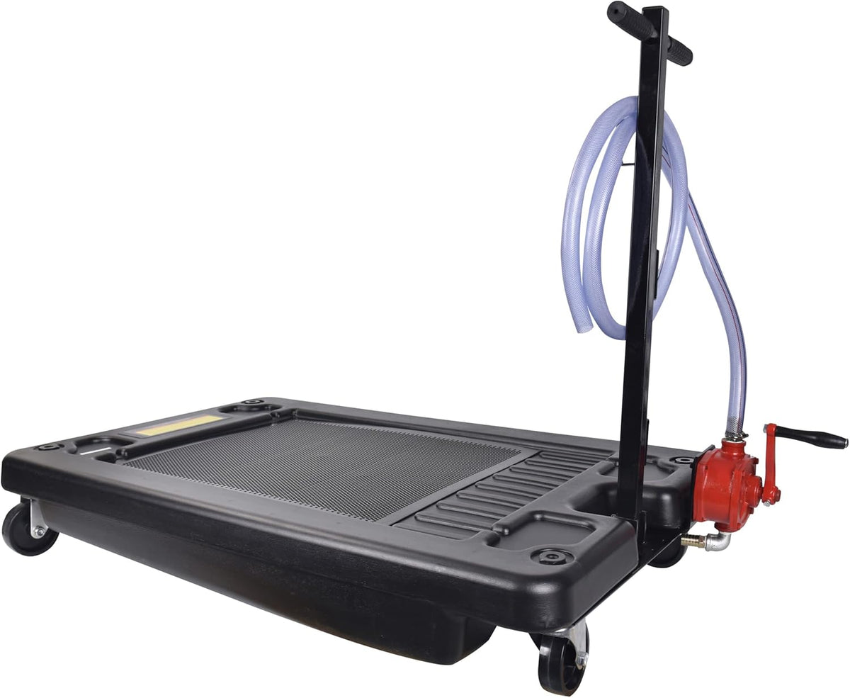 17 Gallon Low Profile Portable Oil Drain Pan with 8 Feet Evacuation Hose D216
